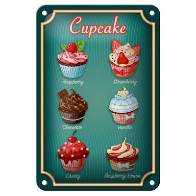 Blechschild Essen 12x18cm Cupcake Raspberry Chocolate Dekoration