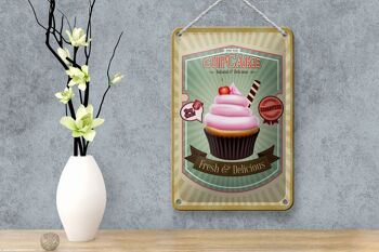 Signe en étain alimentaire 12x18cm, Cupcake naturel frais, décoration délicieuse 4