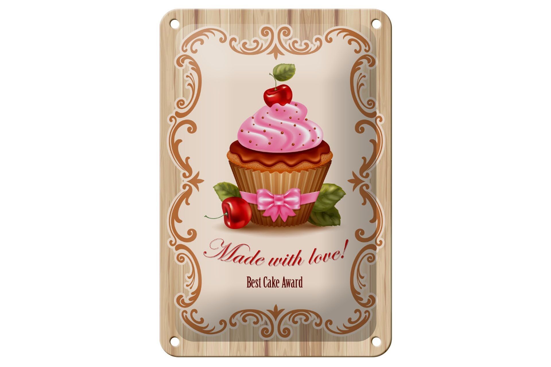 Cartel de chapa comida 12x18cm premio al mejor cupcake con decoración de amor