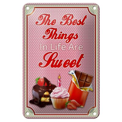 Targa in metallo Cupcake 12x18 cm le cose migliori della vita sono una dolce decorazione