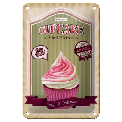 Blechschild Essen 12x18cm Cupcake natural Delicious home Dekoration