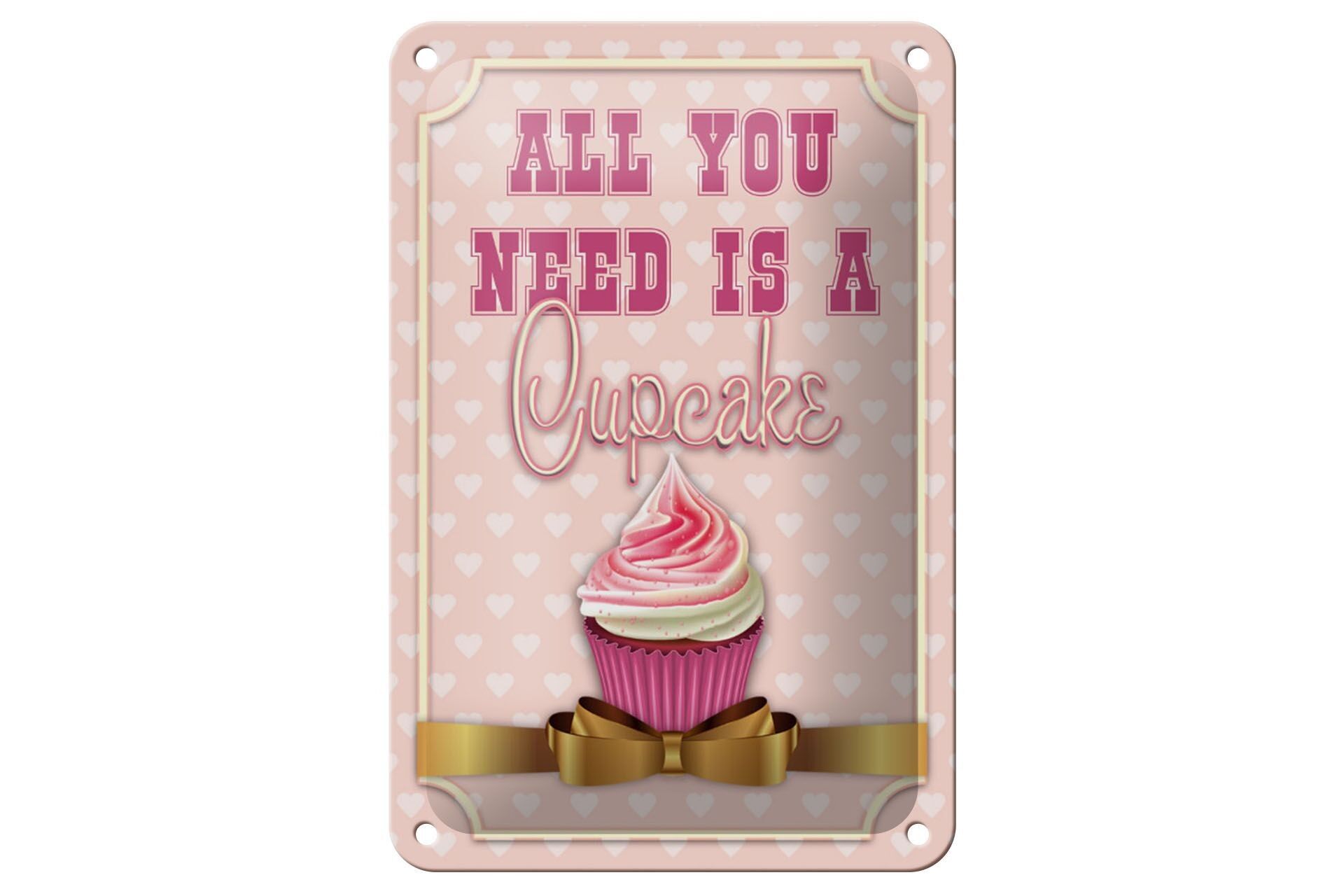 Cartel de chapa comida 12x18cm todo lo que necesitas es una decoración de cupcakes