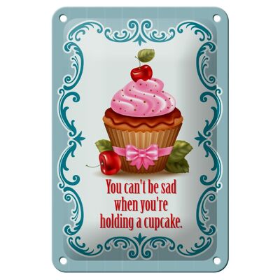 Cartel de chapa comida 12x18cm Cupcake aou can't be sad al decorar