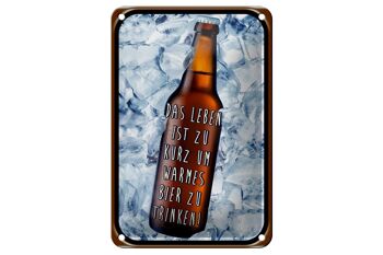 Panneau en étain disant 12x18cm La vie est courte sur la décoration de la bière chaude 1