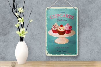 Plaque en tôle Cupcakes 12x18cm made with love sweet bakery decoration 4