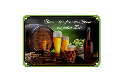 Blechschild Bier 18x12cm frischer Genuss zu jeder Zeit Dekoration