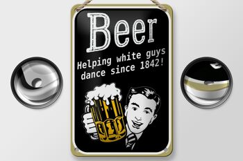 Panneau en étain disant 12x18cm, bière aidant les gars blancs à danser, décoration 2