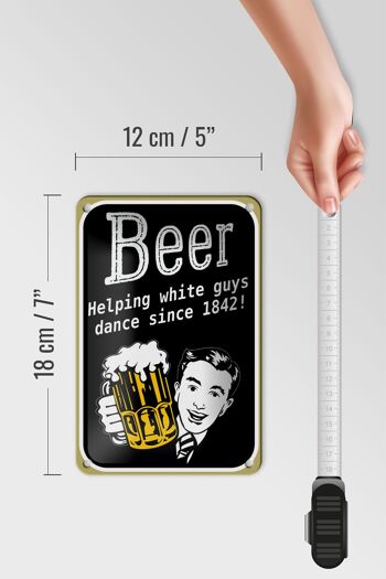Panneau en étain disant 12x18cm, bière aidant les gars blancs à danser, décoration 5