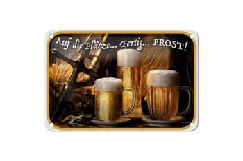 Panneau en étain disant 18x12cm Bière à vos marques, préparez-vous, décoration 1