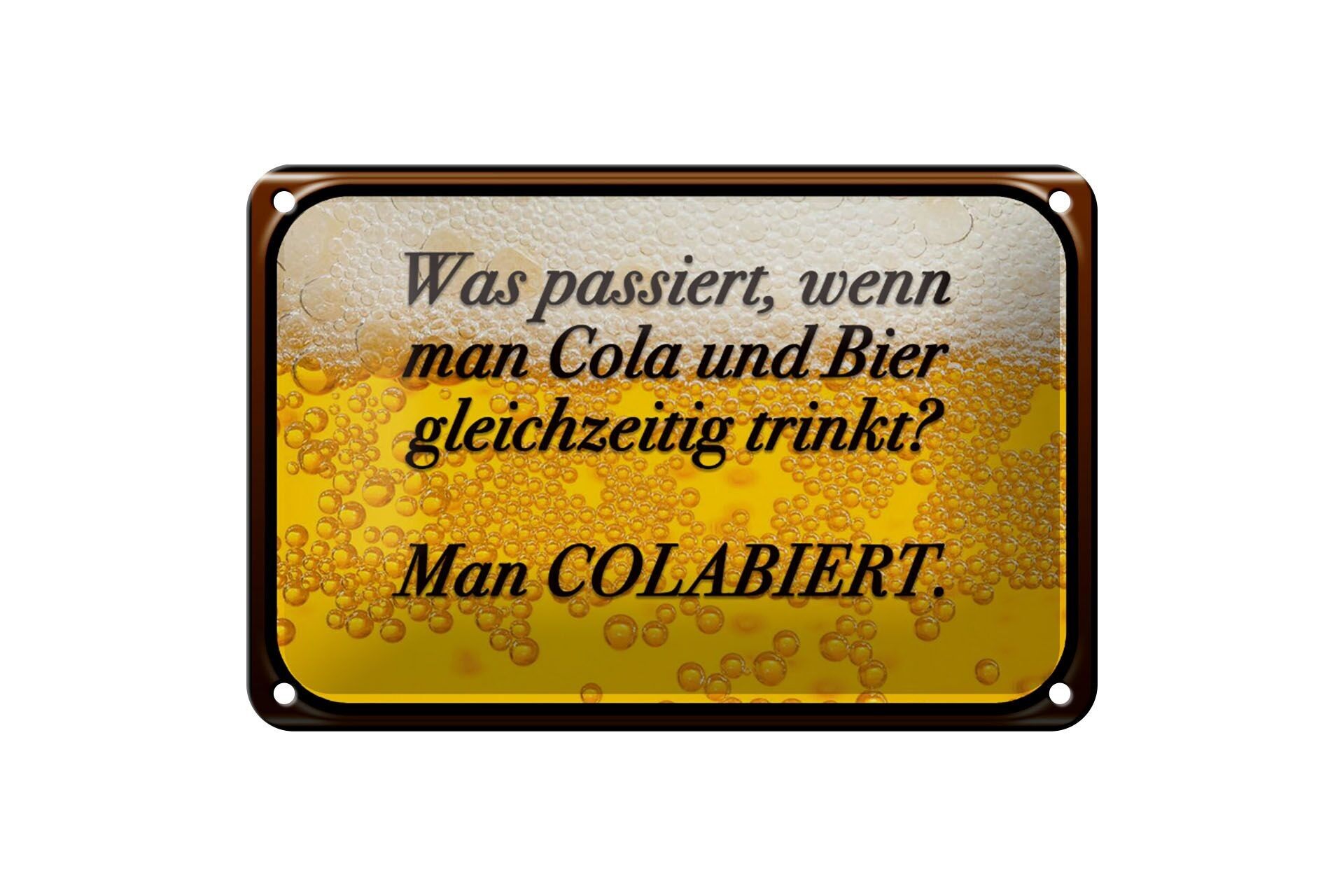 Cartel de chapa que dice 18x12cm qué pasa cuando decoración Cola y cerveza