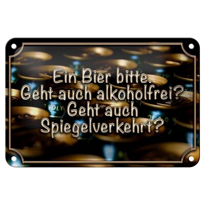 Tin sign saying 18x12cm A beer please is non-alcoholic decoration