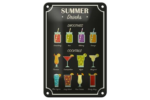 Blechschild Drinks 12x18cm Summer Smoothies Cocktails Dekoration