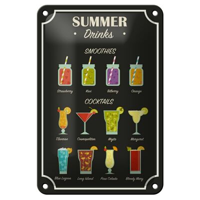 Blechschild Drinks 12x18cm Summer Smoothies Cocktails Dekoration