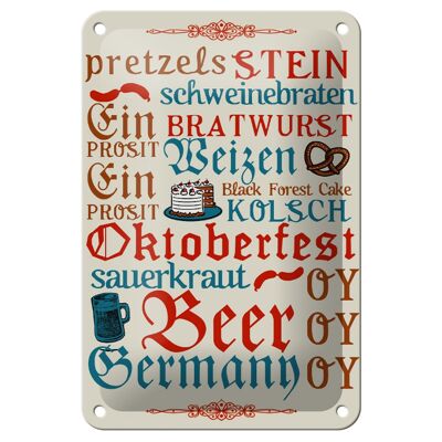 Cartel de chapa que dice 12x18cm Oktoberfest Beer Wurst Alemania decoración