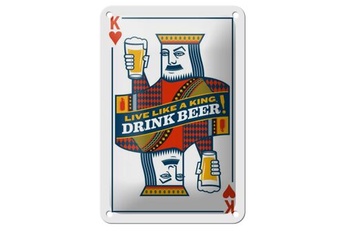 Blechschild Spruch 12x18cm Bier König drink Beer King Dekoration