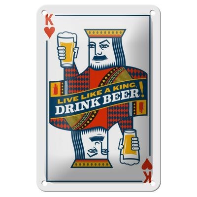 Cartel de chapa que dice 12x18cm Beer King bebida Beer King decoración