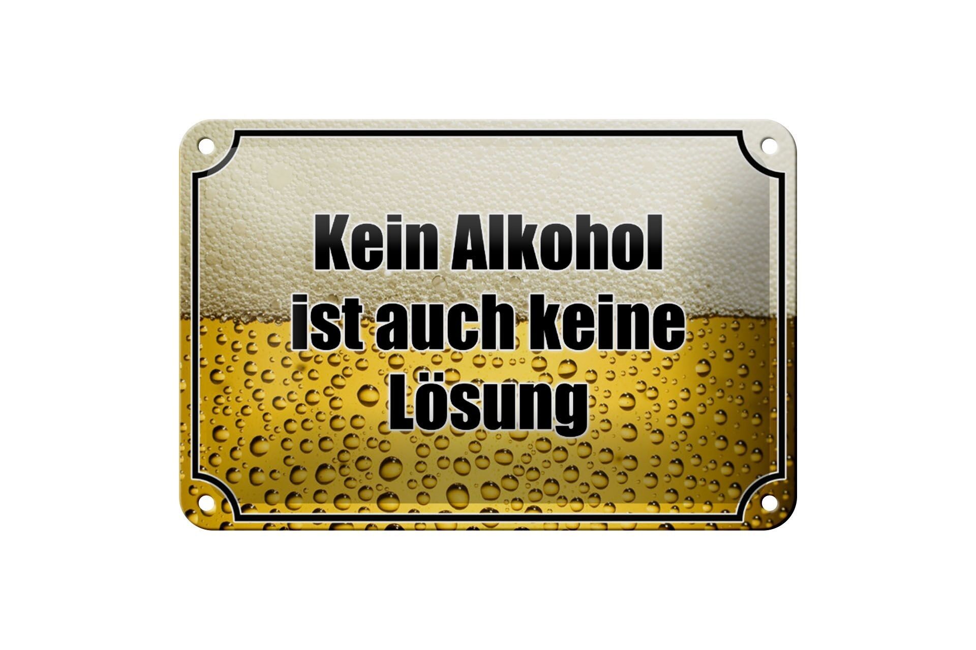 Targa in metallo con scritta "birra, niente alcool, nessuna soluzione decorativa" 18x12 cm