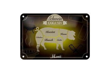 Plaque en tôle viande 18x12cm cochon, décoration de menu exclusive 1