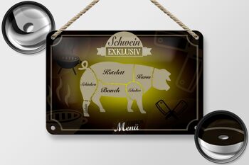 Plaque en tôle viande 18x12cm cochon, décoration de menu exclusive 2