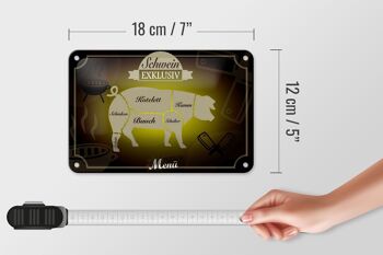 Plaque en tôle viande 18x12cm cochon, décoration de menu exclusive 5