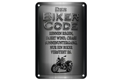 Blechschild Motorrad 12x18cm Biker Code rennen regen wind Dekoration