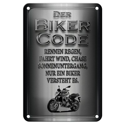 Metal sign motorcycle 12x18cm biker code race rain wind decoration
