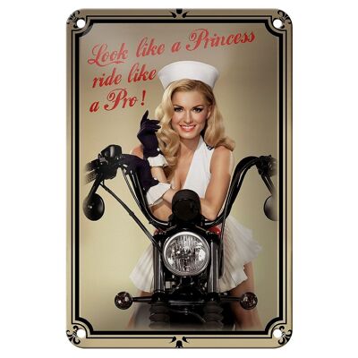 Blechschild Motorrad 12x18cm look like a Princess ride Dekoration