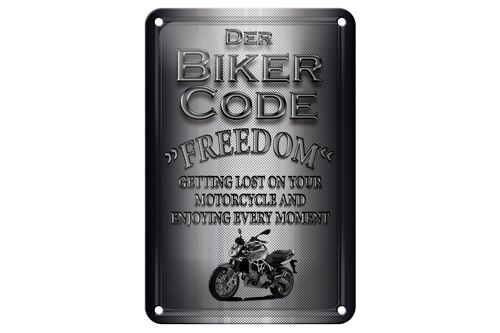 Blechschild Motorrad 12x18cm Biker Code Freedom getting Dekoration