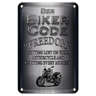 Cartel de chapa motocicleta 12x18cm Biker Code Freedom obteniendo decoración