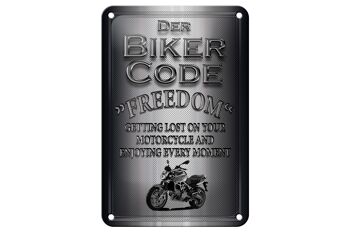 Plaque en tôle moto 12x18cm Biker Code Freedom obtenir une décoration 1