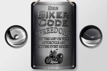 Plaque en tôle moto 12x18cm Biker Code Freedom obtenir une décoration 2