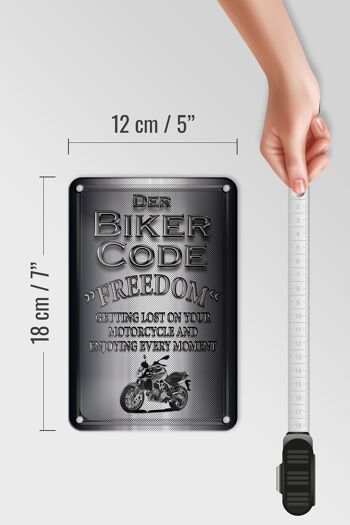 Plaque en tôle moto 12x18cm Biker Code Freedom obtenir une décoration 5