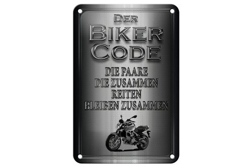 Blechschild Motorrad 12x18cm Biker Code Paare zusammen Dekoration