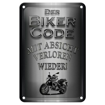 Plaque en tôle moto 12x18cm code motard avec décoration intentionnelle