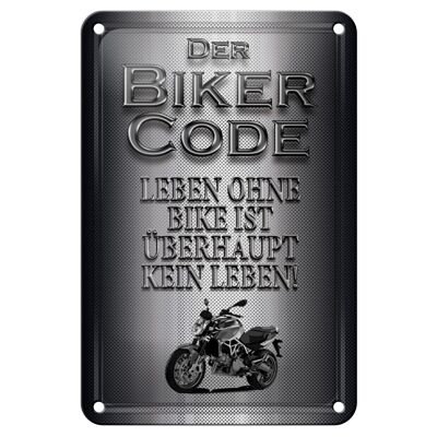 Targa in metallo moto 12x18cm codice motociclista dal vivo senza nessun segno di vita