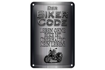 Plaque en tôle moto 12x18cm code motard vivre sans aucun signe de vie 1