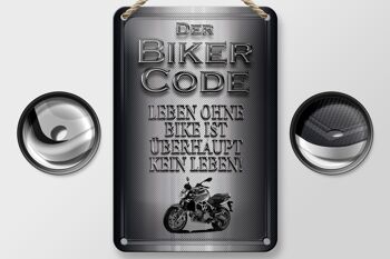 Plaque en tôle moto 12x18cm code motard vivre sans aucun signe de vie 2