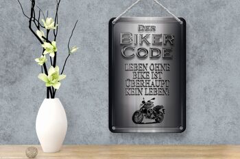 Plaque en tôle moto 12x18cm code motard vivre sans aucun signe de vie 4