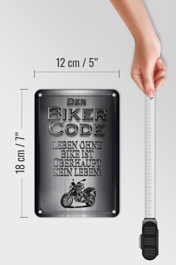 Plaque en tôle moto 12x18cm code motard vivre sans aucun signe de vie 5