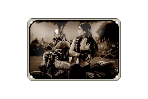 Blechschild Motorrad 18x12cm Biker Girl Frau biker Pinup Dekoration