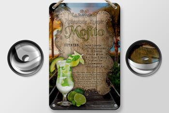 Plaque en tôle recette 12x18cm Mojito ingrédients citron vert décoration menthe 2