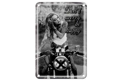 Blechschild Motorrad 12x18cm Biker Girl don´t worry happy Dekoration