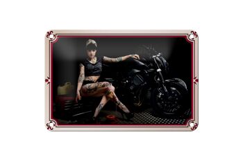 Signe en étain pour moto, 18x12cm, motard, fille, pin-up, femme, tatouage, décoration 1