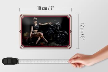 Signe en étain pour moto, 18x12cm, motard, fille, pin-up, femme, tatouage, décoration 5