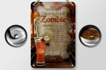 Signe en étain recette 12x18cm, ingrédients Zombie, décoration rhum Grenadine 2
