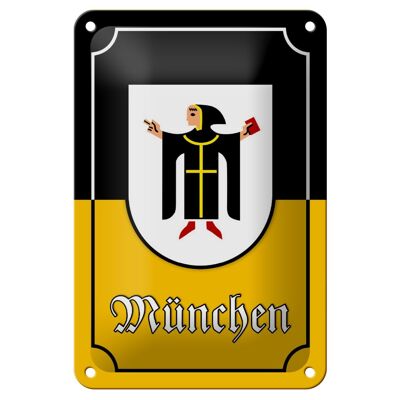 Cartel de chapa con nota 12x18cm Escudo de armas de la ciudad de Múnich Decoración de Baviera