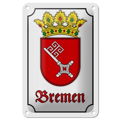Cartel de chapa con nota 12x18cm Escudo de armas de la ciudad de Bremen decoración de la ciudad