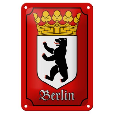 Cartel de chapa con nota 12x18cm Escudo de armas de Berlín decoración del estado federal