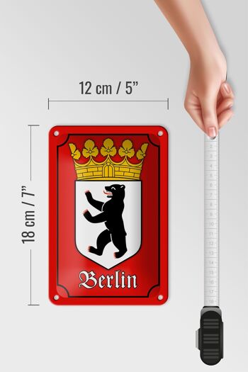Plaque en tôle note 12x18cm, blason de Berlin, décoration de l'État fédéral 5