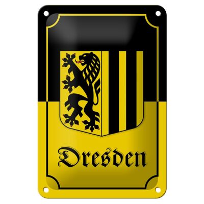 Cartel de chapa con nota, 12x18cm, escudo de armas de la ciudad de Dresde, decoración de la ciudad